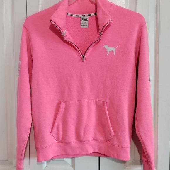 PINK quarter zip hot pink sweatshirt Small - Picture 3 of 8